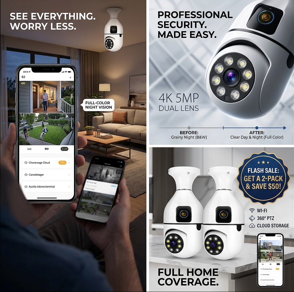 Caméra de surveillance 360° Ultra HD 4K